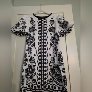 Elegant Black and White Floral Dress